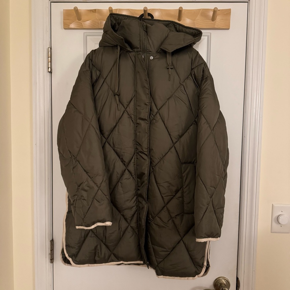 ASOS Olive Green Quilted Hooded Jacket